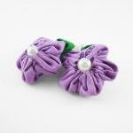 Purple Fabric Flower Hair Clip With Pearl