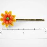 Pink Clay Flower Bobby Pin