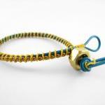 Teal And Yellow Leather Single Wrapped Bracelet