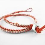 Red Orange And Pink Leather Double Wrapped..