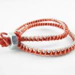 Red Orange And Pink Leather Double Wrapped..