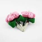 Pink Fabric Flower Hair Clip With Pearl
