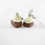 Miniature Brownie And Vanilla Ice Cream Earrings
