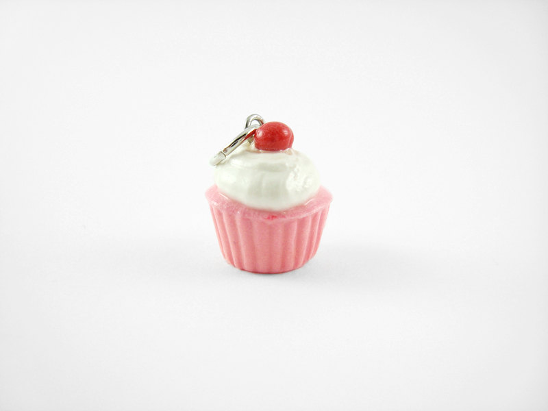 Miniature Charm Pink Cherry Cupcake