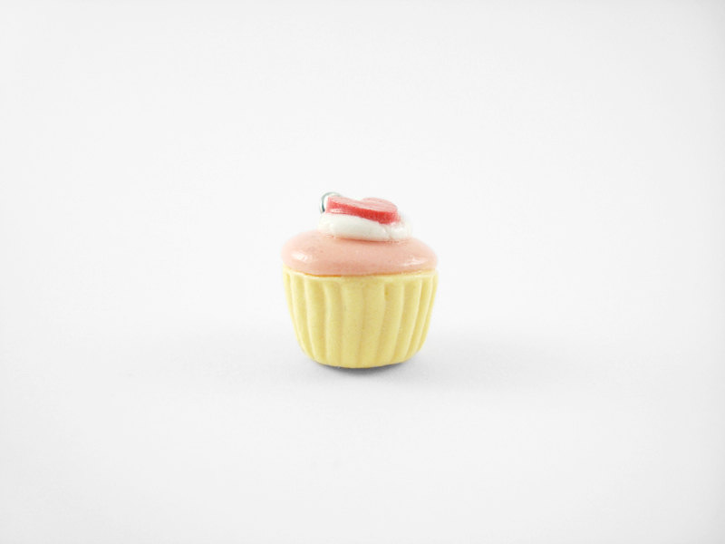 Miniature Charm Heart Confetti Pink Fondant Cupcake